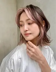 インナーカラー　イヤリングカラー　アンブレラカラー　ケアブリーチ使用でダメージレスカラー