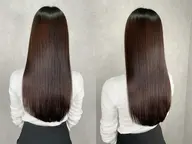 【乾かすだけで決まる艶髪】縮毛矯正+プラチナシールエクステ60枚¥35,000