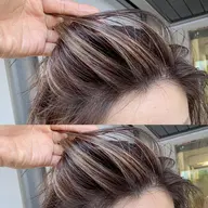 ブリーチを使ったハイライトカラーです ビフォーアフターで撮影をさせて頂きます。正面の写真を撮らせて頂ける方