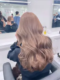 🩷ブリーチありダブルカラー+🩵クイックトリートメント+🌈コテ巻き仕上げ