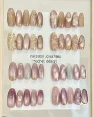 オフなし　手が綺麗に見える！上品に煌めくピンク＆ベージュのマグネット7,500円コース