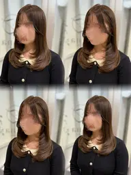 前髪カット+ケアカラー+超音波クイックトリートメント【髪質改善】¥7900