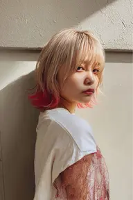 //🎀学割メニュー🎀//顔まわりor前髪カット➕ダブルカラー➕キューティクル補修トリートメント❣️ロング料金なし❣️