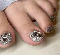 フットネイル埋め尽くし【初回オフ無料】ギラギラ/親指以外はワンカラー(ラメorマグorフラッシュも可◎)になります。