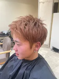 メンズカット+ブリーチ一回+全体カラー