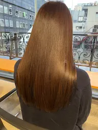 🥰艶と柔らかさのある縮毛矯正メニュー⭐️髪質改善ストレート（縮毛矯正）+艶出しトリートメント+ケアカラー