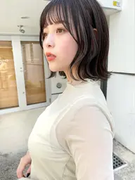 🔶インナーイヤリングカラー🔶+小顔補正カット+全体カラー＆外ハネぱつっと・国ボブ