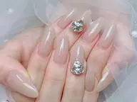 「初回ジェルオフ無料ケア込み」【パラジェルあり】ワンカラー＋2個パーツ無料or2本埋め尽くし　 ¥5500