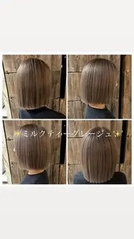 【🦋ミルクティー🦋】カット+ブリーチカラー+2stepトリートメント✨️ブロースタイリング込✨️