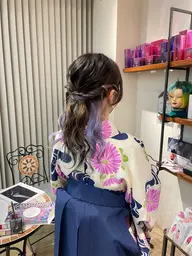 [必ずお電話ください📱専門・大学生・学校の先生限定🌸]卒業式の袴着付け+簡単ヘアアレンジ(ハーフアップ)🫧