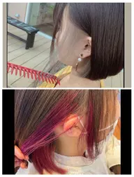 🩷🥰隠れ可愛い🩷　カット+カラー+ブリーチイヤリングカラー+トリートメント　（胸下+1100円）