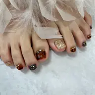 【フットジェルオフウォーターケア込み】10本デザインフルアート（指周りオイル角質付き☆）