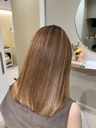 【カット+ハイライト+ツヤ髪カラー+最高級ダメージ補修ケラチントリートメント+巻き髪+ストレート仕上げ】