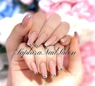 【スカルプ・長さ出し】ガラスフレンチコース(2個パーツ付き)