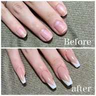 【ジェルチップ長さ出し】【ご新規様オフ¥0】フレンチ／ホワイトグラデーションす