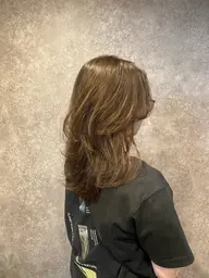 カラー+ブリーチ無しハイライト(全体NG、ポイントのみ)