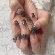 チップ、長さ出し、スカルプワンカラー、ラメグラデーション