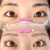 まつ毛パーマ&美眉アイブロウWaxメイクなし🥨パリorカールデザイン選択可🎀(Wax・間引き・カット)
