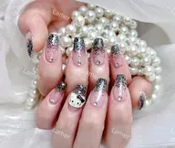 🌈ハンド🌈スカルプ長さだし10本+シンプル持ち込みデザイン🩵時間内アート、パーツ6本💙他ワンカラー、ラメグラ🌟