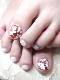 NEW✨フット☆手描きフラワーアート親指のみ(オフ込)フットケアつき◎