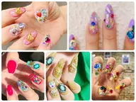 【ジェルネイル♡ワンカラーとパーツ付け放題コース】他店にはない⁈キャラクターパーツ豊富🥜💕キラキラパーツも◎