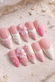 🎀3Dデザインコース【10本チップ長さ出し+アート+つけ放題】花🌸、やさしい3Dできます♪♪♪