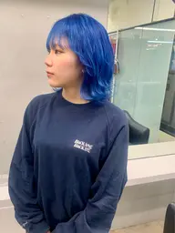 【✔💯クールに決めたい方に💯】【✨️ケアブリーチ使用✨️】ブルー限定ダブルカラー🐬✨＋オージュアトリートメント💎