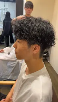 メンズカット＋波巻きパーマ