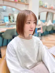 【当日限定・ロング料金なし】🍒全体カット+艶カラー✨内部補修スチームトリートメント付✨ぱつっとボブ/韓国風ボブ/透明感