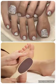 【ご新規様❣️つるつるかかと&フットネイル】角質ケア&パラフィンパック+ジェルネイル(やり放題デザインコース)＊オフ込み