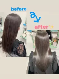 18000円‼️髪質改善×髪質改善の当店最高メニュー‼️自然に伸びるツヤツヤ縮毛矯正+髪質改善カシミヤトリートメント♪