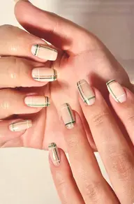 🩷アートチェックネイル🩷シンプルなのにオシャレ感たっぷりのトレンドネイル♡💥オフの有無はメッセージでお願いします。