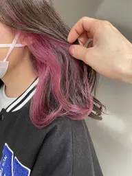 【SNSで人気☆インナーカラー】インナーブリーチ＋カラー＋プレTR ￥7000