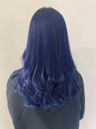 🦋韓国風"ブルー"ワンカラー🦋➕高補修トリートメント💕➕コテ巻き仕上げ💕