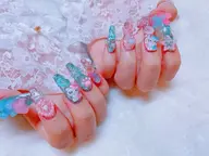 ★チップの長さだし10本/有料パーツ20個/ストーン付け放題※埋め尽くし囲み不可/ワンカラー/ラメグラ/マグネット2色