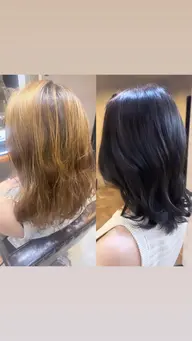 黒染めなしトーンダウンカラー🩶 明るい髪を落ち着かせたい方におすすめです🖤 ̖́-