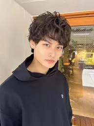 【メンズ人気・モテチェン】骨格補正カット＋スパイラルパーマ＋カラー