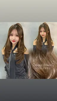 【ダメージ最小限で明るくしたい方🩵✨️】ブリーチなしWカラー＋3stepトリートメント☘️✨️(内部外部補修🫧)