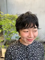 前髪パーマ＋バングカット＋tr🫧