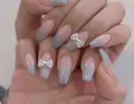 チップ長さだし10本ワンカラー+2個パーツ付け🩵