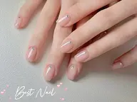 うるうる感ワンカラー/ラメグラデーション+キラキラストーン