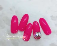 夏ネイル　ハンド　初回オフ無料!!ケア込み　ワンカラー＋3Dストーン　6180