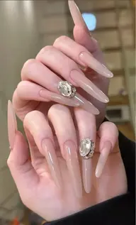 💅チップ長さ出し10本＋🩵ワンカラー🩵店内パーツ2個付き💎（自由に選べます♥️）(新規様はソフトジェルオフ無料)