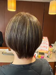 ポイントハイライト+オンカラー 白髪ぼかし