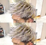 ミニモ限定価格‼️メンズカット＋ホワイトメッシュ［ブリーチ2回］ムラシャン、カラー、トリートメント付き✨