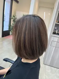 【 透明感カラー・脱白髪染め 】ケアブリーチハイライト＋フルカラー ＋質感アップTR ［金沢市/美容院/暖色］