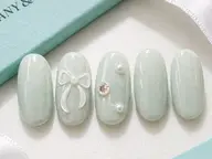 🎀(オフ込み)ティファニーリボンnail/6週間長持ち