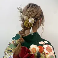 透明感カラー＋ヘアアレンジ¥6600（夜会まきや日本髪などはやっておりません）肩下ロング＋1100円