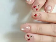 ピンクベースのマグネットに、チェリーとドットを合わせたキュートなデザインです✨アートオプション