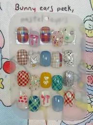 🍬カラフルチェック定額ネイル🌟🐻